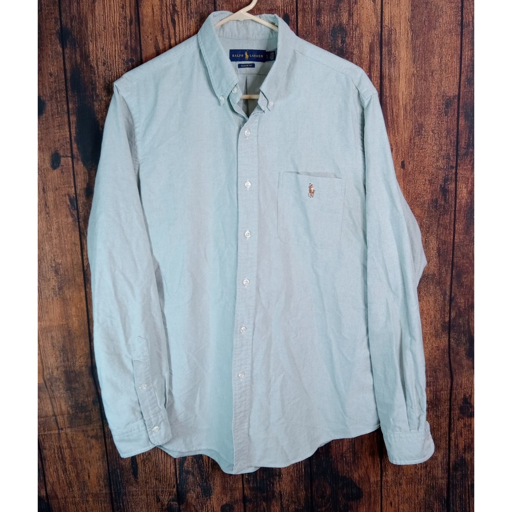 Ralph Lauren Classic Fit Oxford Shirt Mens Large Mint Green Long Sleeveogo
